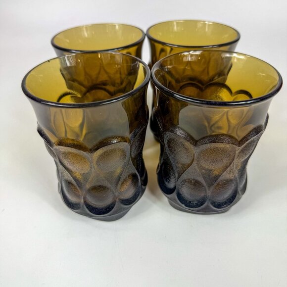 Noritake Spotlight Walnut Brown Water Flat Tumblers Textured MCM Set Of 4 - Picture 2 of 5